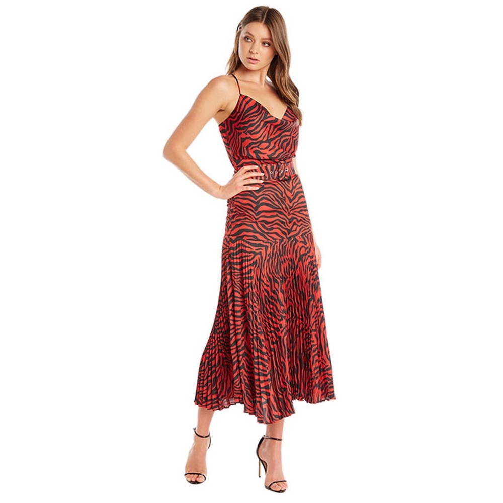 Bardot Zebra silky midi skirt